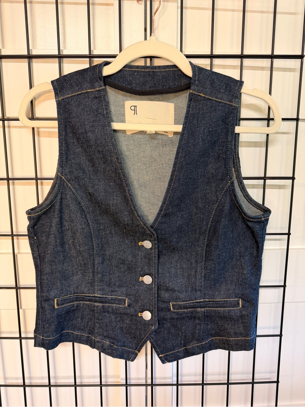 Anthropologie Pilcro Dark Denim Button Front Vest